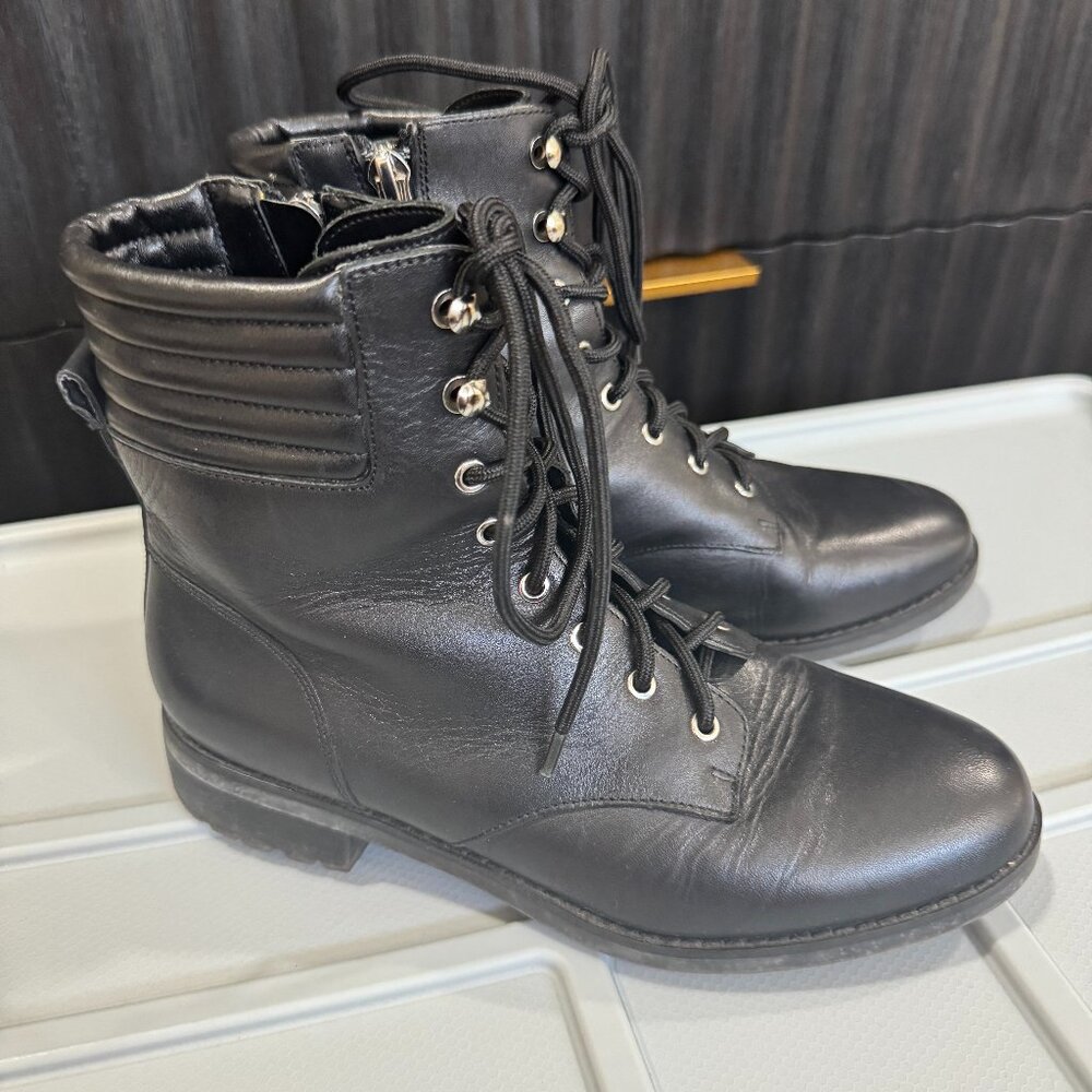Saks Fifth Avenue Lace-Up Leather Combat Boots Size 6
